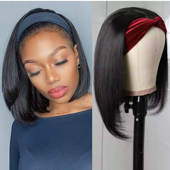 Short Straight Bob Headband Wig